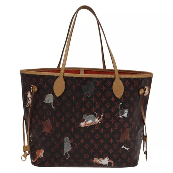 LOUIS VUITTON Catgram Neverfull MM Tote Bag M44441 LV Auth 110104A - Picture 2 of 16